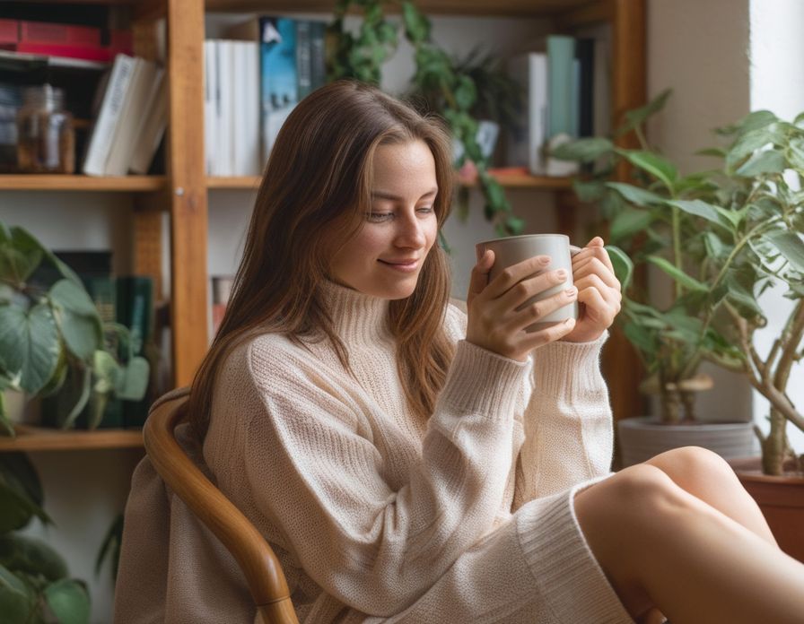 Woman in cafe before background removal